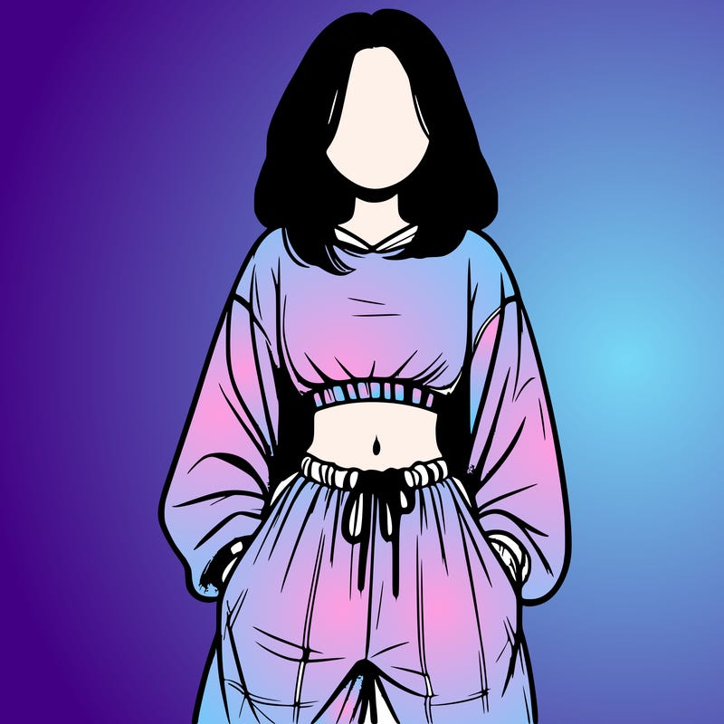 realistic girl faceless with baggy pants and a crop top