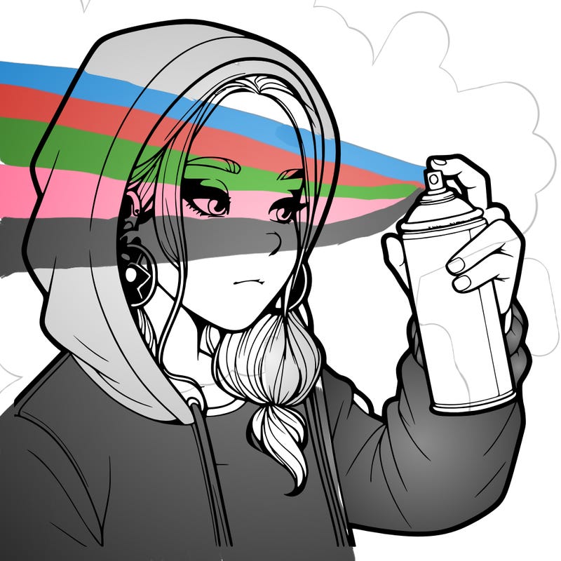 a realistic girl, spray painting