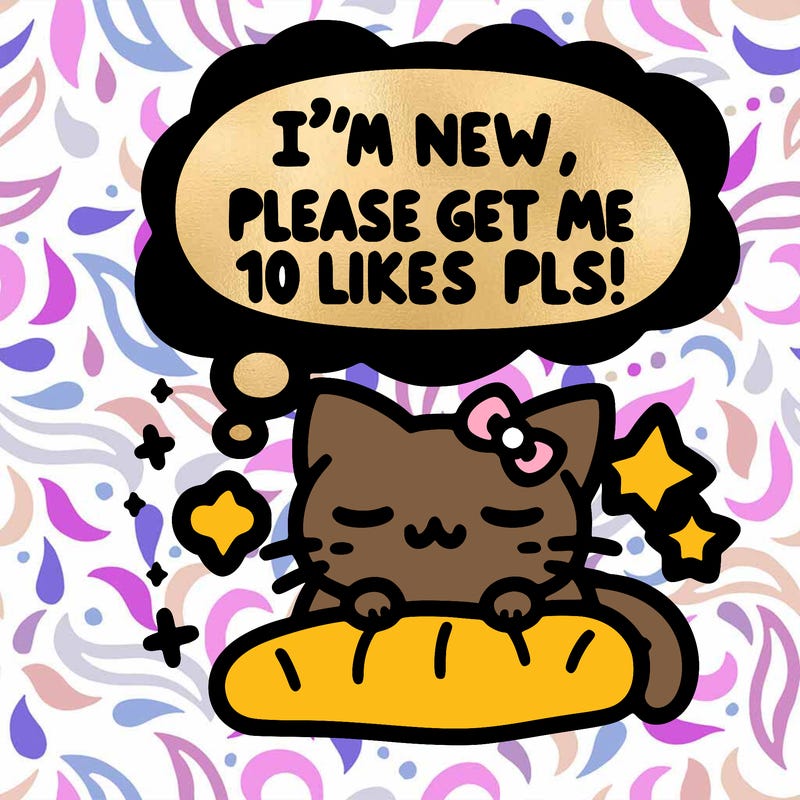 kitty taking a nap dream talking and saying "i'm new, please get me at least 10 likes pls!!"