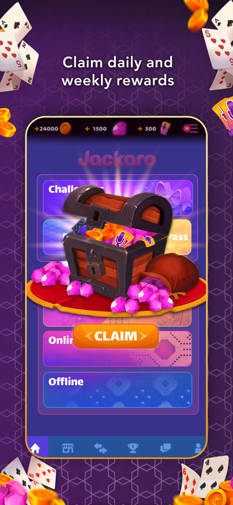 Jackaroo | جاكارو - Jackaroo app screenshot showing a treasure chest with daily and weekly rewards
