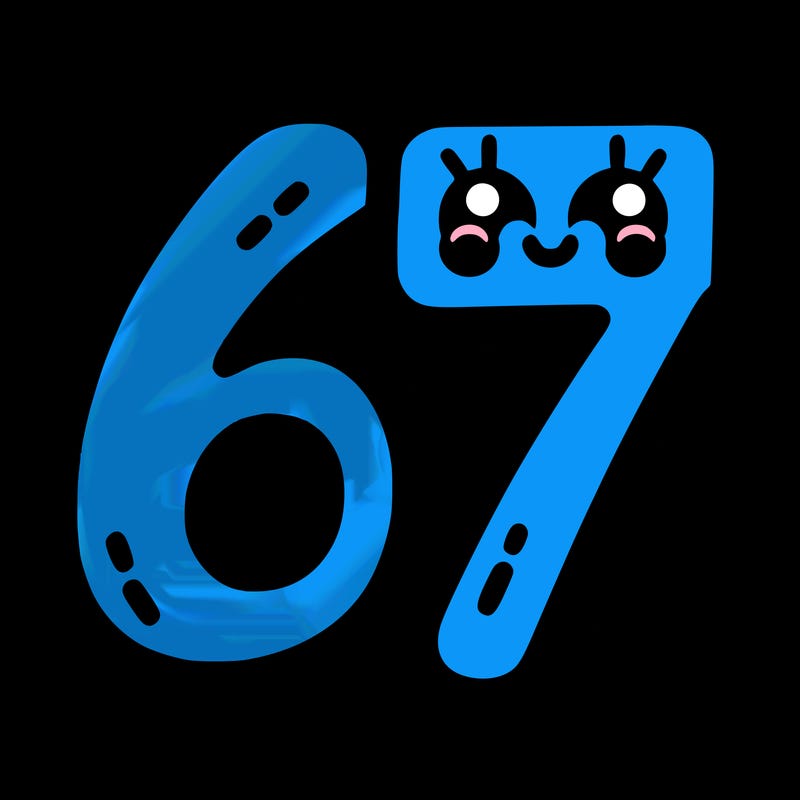 the numbers 67