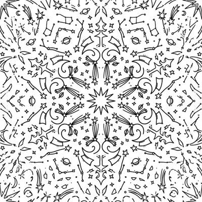 Discover a captivating kaleidoscope of stars and constellations in this engaging coloring page. Designed for kids aged 4-8, it features a mesmerizing radial pattern of celestial wonders.