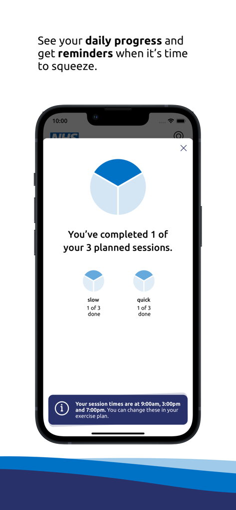 Squeezy - Squeezy app screenshot showing daily exercise progress and scheduled reminders