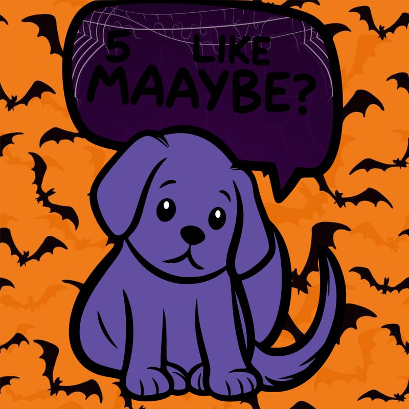 a puppy that says 5 like maybe