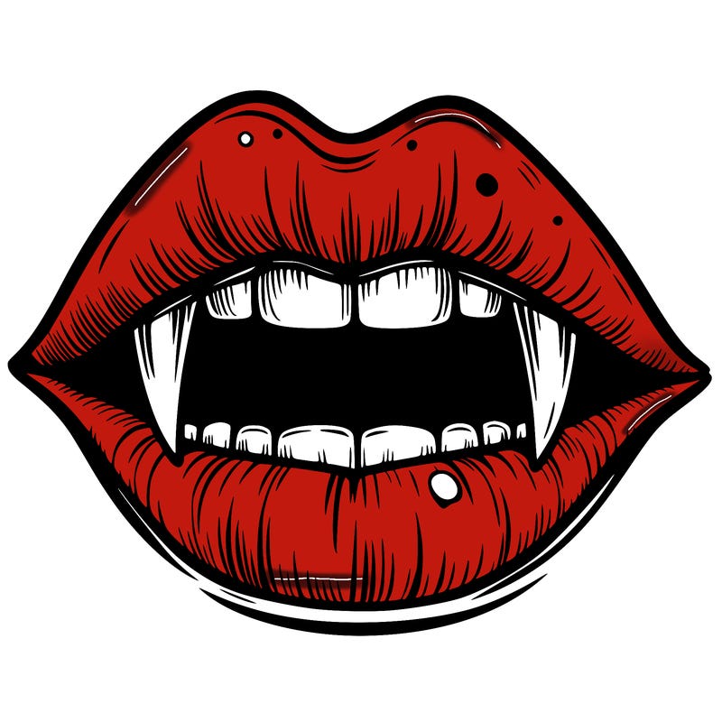 lips with vampire teeth