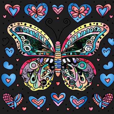 pattern butterfly and hearts
