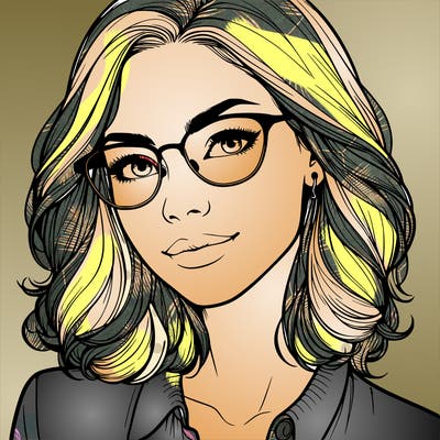realistic woman with glasses