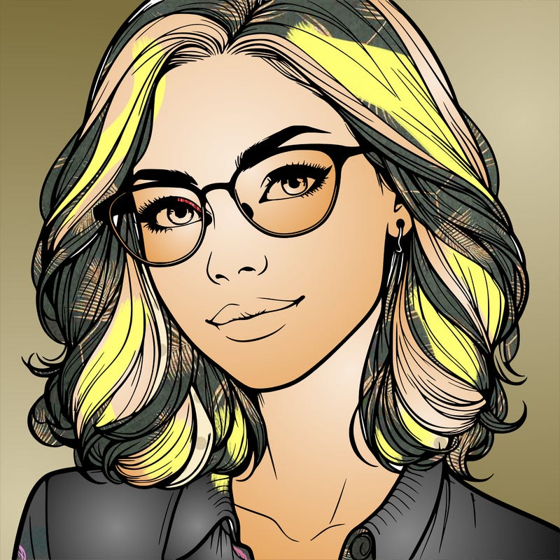 realistic woman with glasses