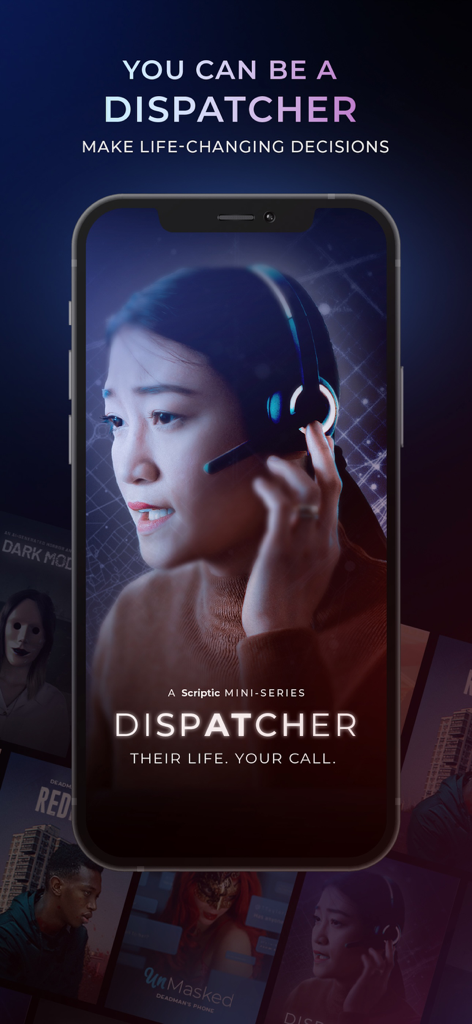 Scriptic: Crime Stories - Eine Frau mit Headset in der interaktiven Geschichte der Scriptic Dispatcher-Mini-Serie.