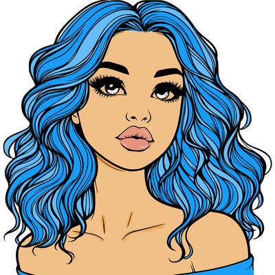 realistic girl with wavy hair and lips