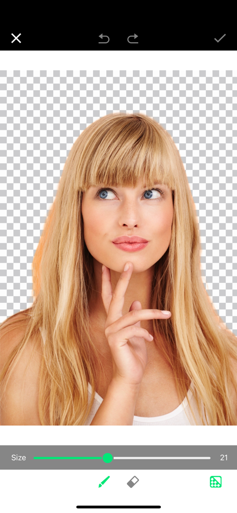 New Profile Pic Avatar Maker 앱의 배경 제거 도구 인터페이스