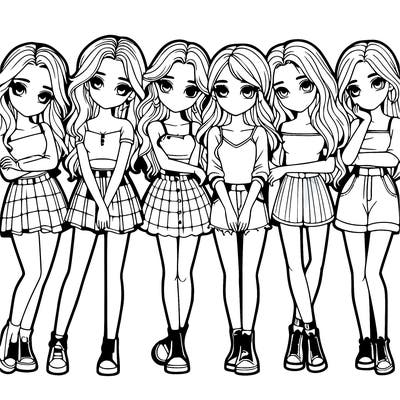 a group of girls realistic