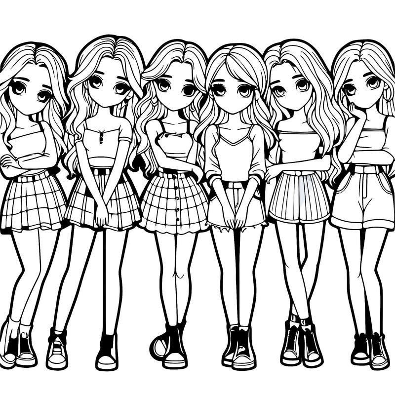 a group of girls realistic