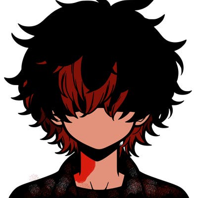 manga boy fluffy hair covering his eyes