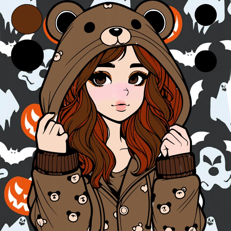 realistic girl in a animal pjs hoodie