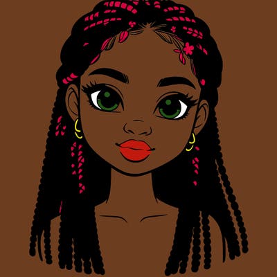 a realistic black girl with braids