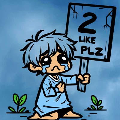 small poor toddler crying with sign that says 2 like plz