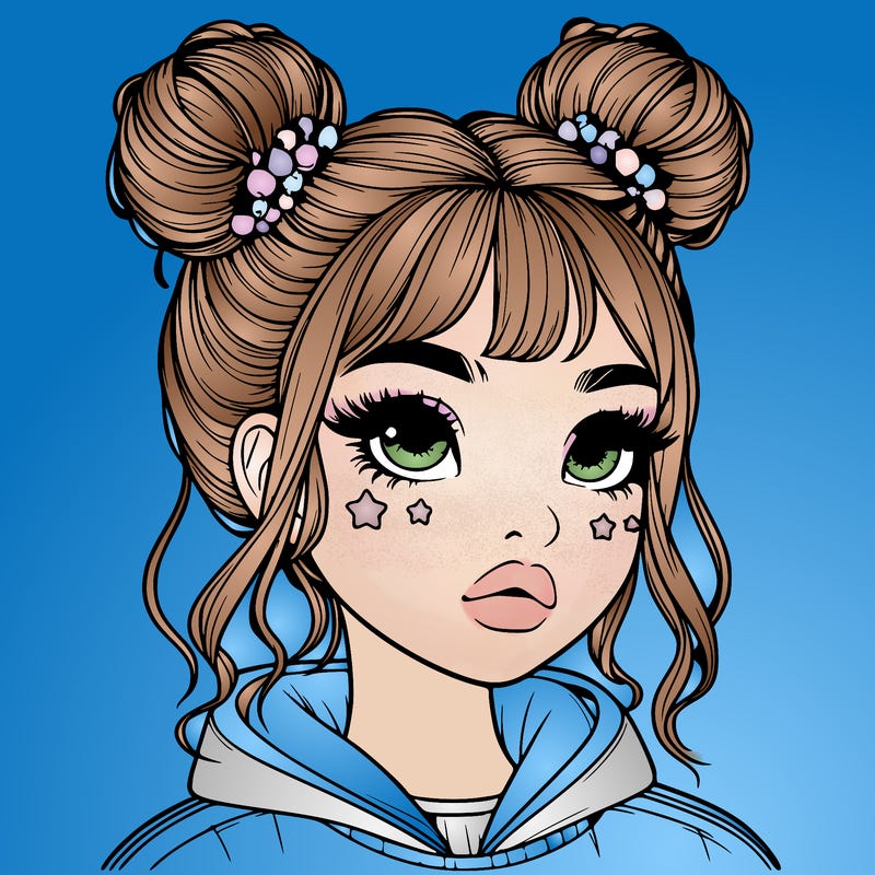 realistic girl with space buns