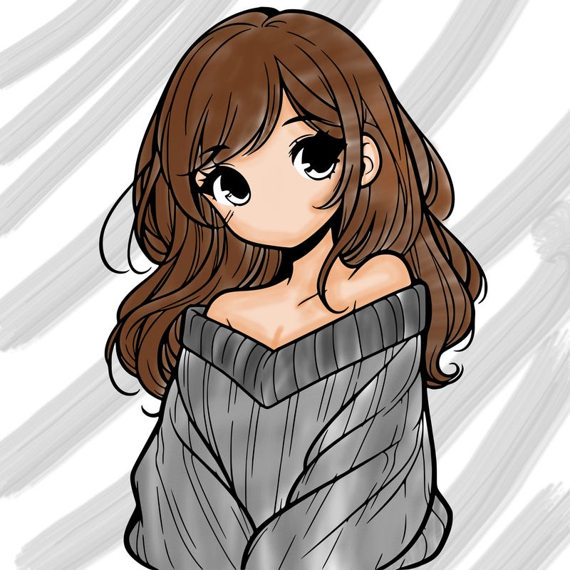 shy pretty girl wearing a sweater that is falling off one shoulder portrait