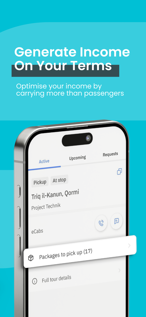 FastDrop Driver - FastDrop Driver app interface on a smartphone showing package pickup details and income optimization features