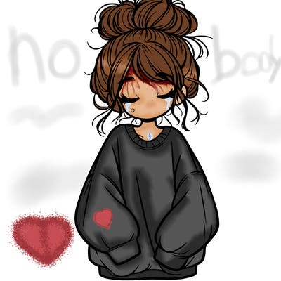 girl with baggy sweatshirt and messy bun