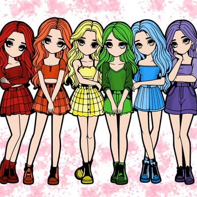a group of girls realistic