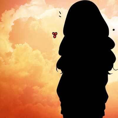 manga teen girl  in a sweater and baggy pants