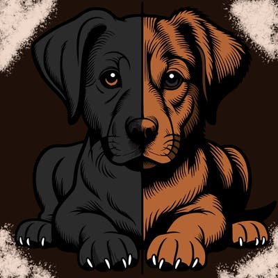 realistic dog split picture