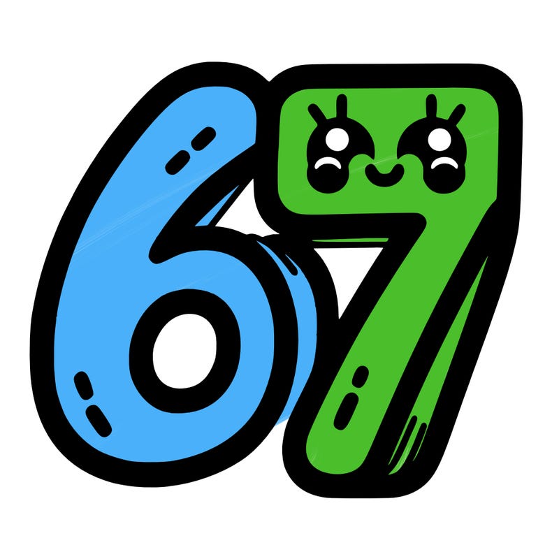 the numbers 67