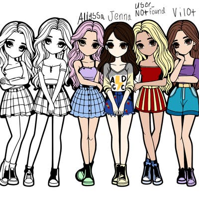 a group of girls realistic