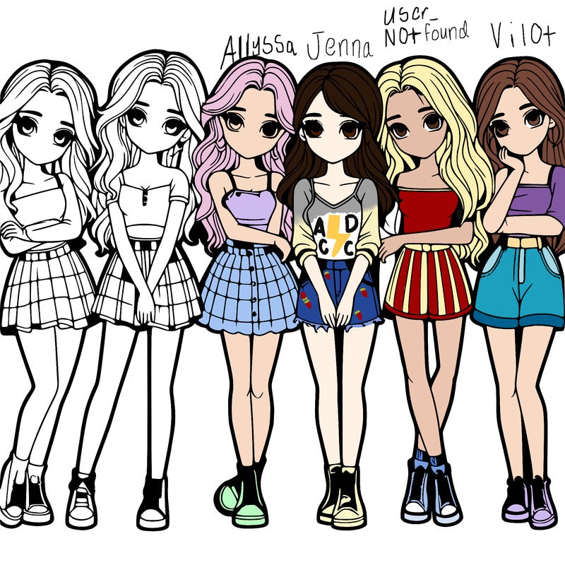 a group of girls realistic