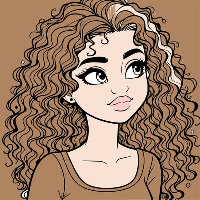 realistic girl with curly hair