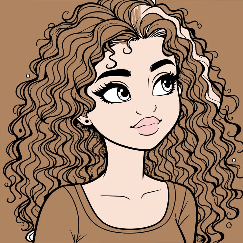 realistic girl with curly hair