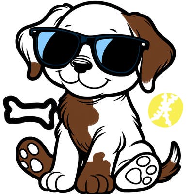 a puppy wearing sunglasses