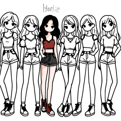 a group of girls wearing crop tops and shorts