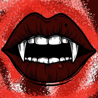 lips with vampire teeth