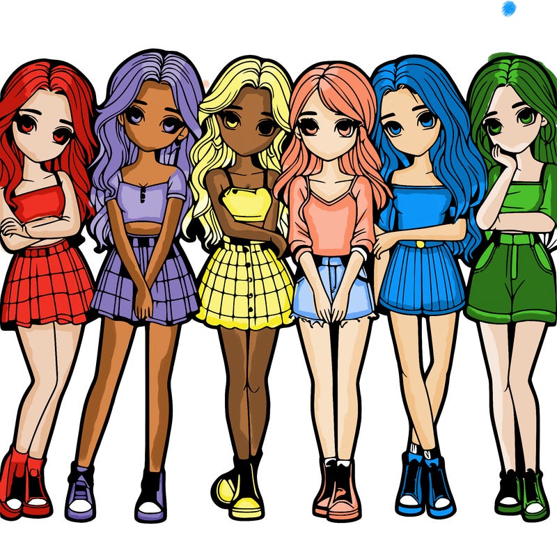 a group of girls realistic