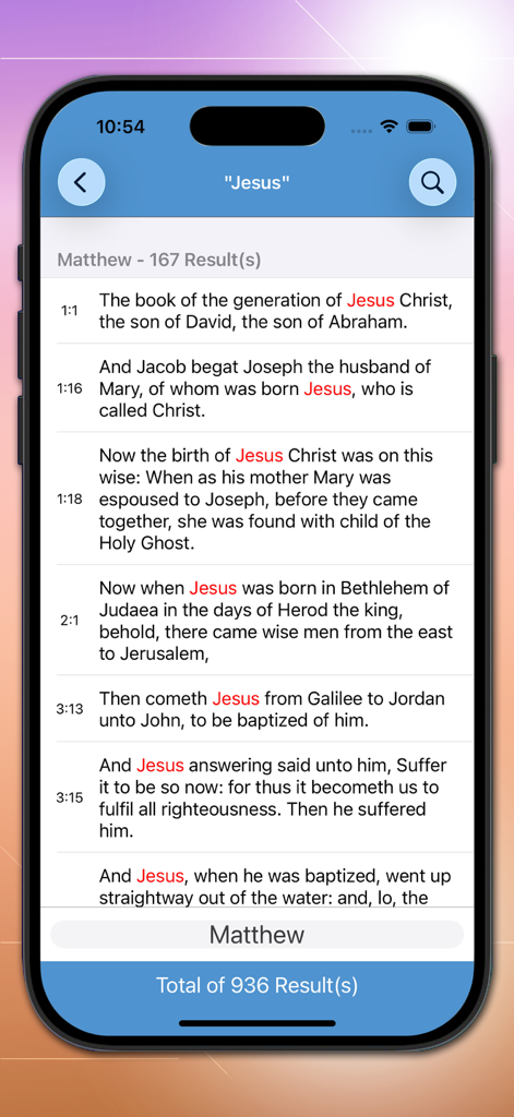 Bible-Simple Bible - Search results for the word Jesus in the Matthew book of the Simple Bible app