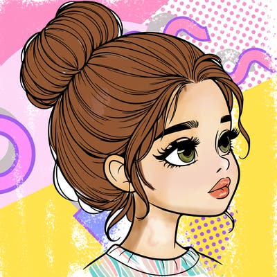 realistic girl with bun