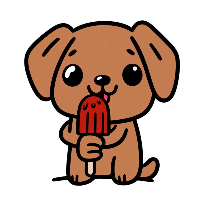 dog holding a popsicle