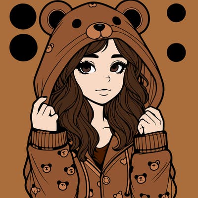 realistic girl in a animal pjs hoodie