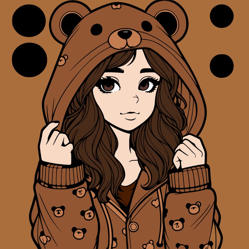 realistic girl in a animal pjs hoodie