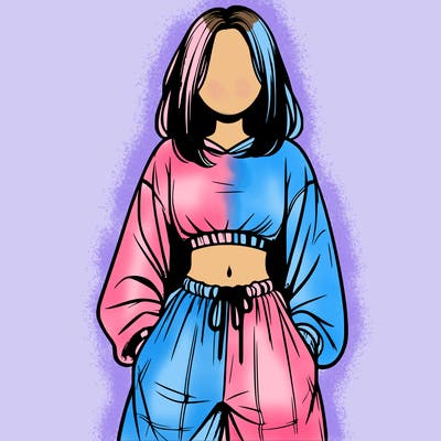 realistic girl faceless with baggy pants and a crop top