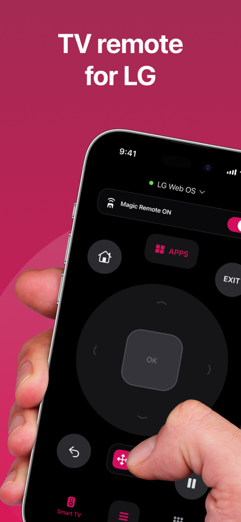 LG TV Remote Control Smart TVs - LG Smart TV remote control app showing navigation buttons on a smartphone screen