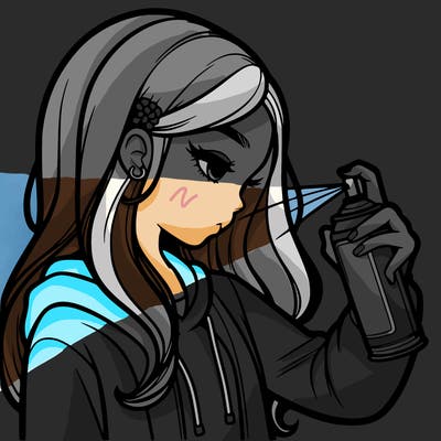 a realistic girl spray painting