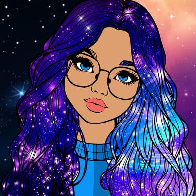 girl with long hair and freckles and glasses realistic