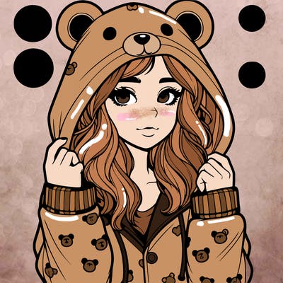 realistic girl in a animal pjs hoodie
