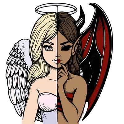 realistic angel half demon