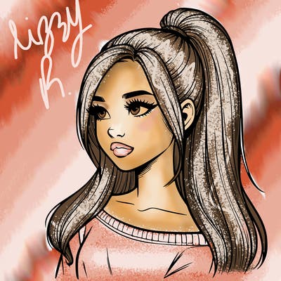 realistic girl with a high ponytail