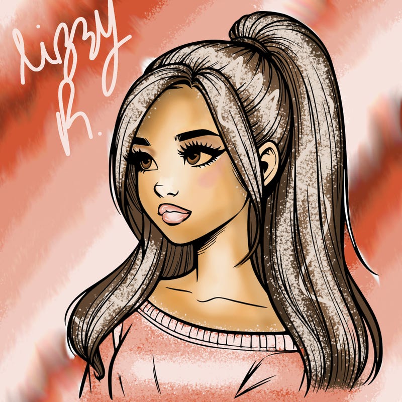 realistic girl with a high ponytail